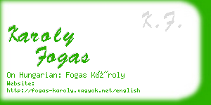 karoly fogas business card